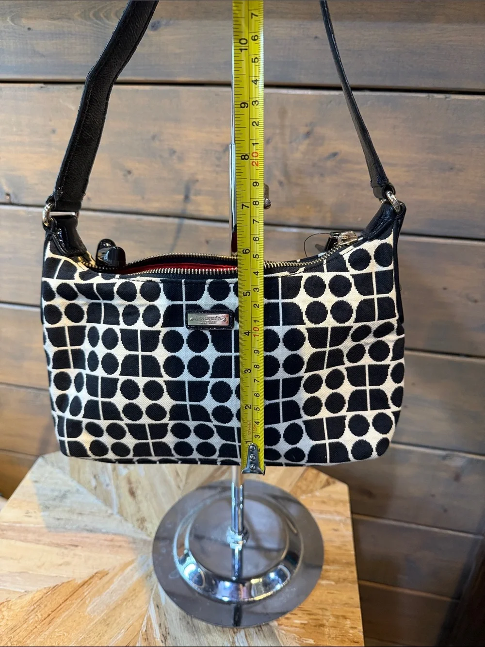 kate spade Black & Cream Geometric Dot-Grid Shoulder Bag